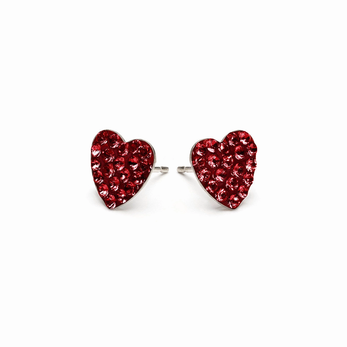 Cherry Pave Heart Stud Earrings