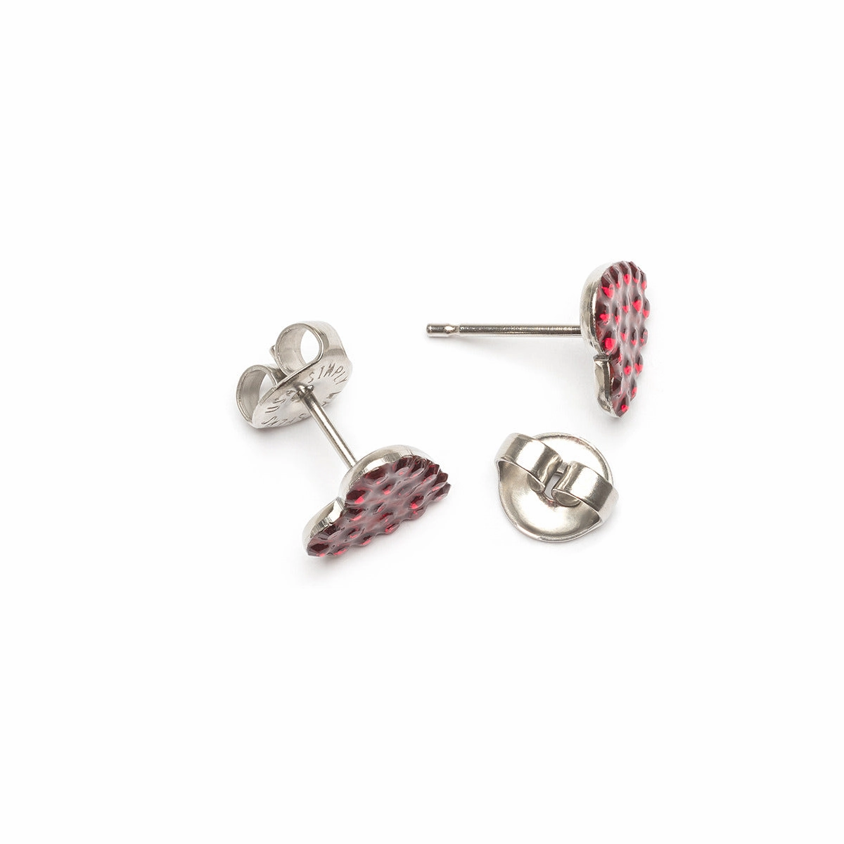Cherry Pave Heart Stud Earrings