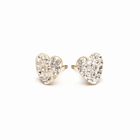 Crystal Pave Heart Earrings Gold Plated