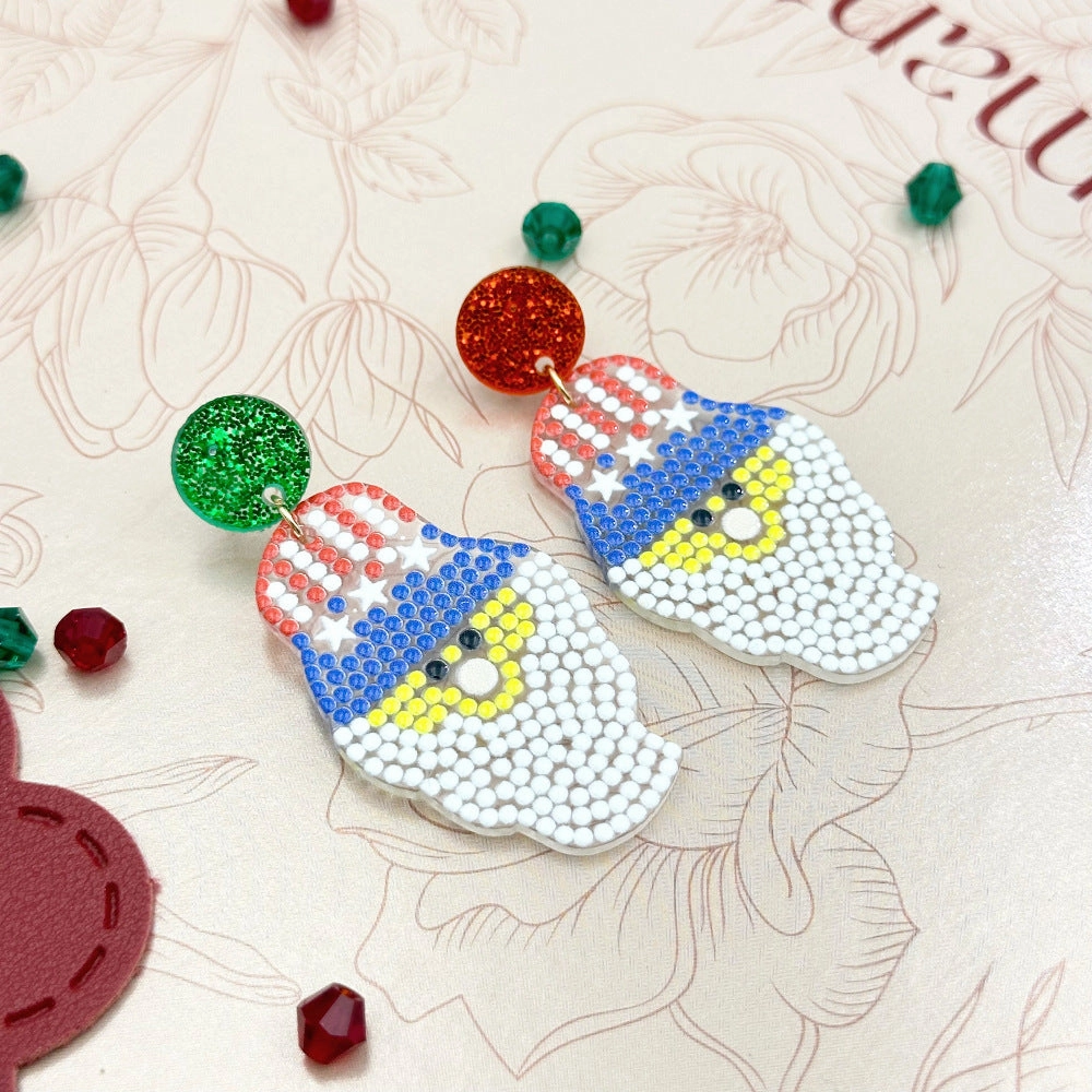 Wallesar  Creative Cartoon Santa Claus Christmas Tree Earrings