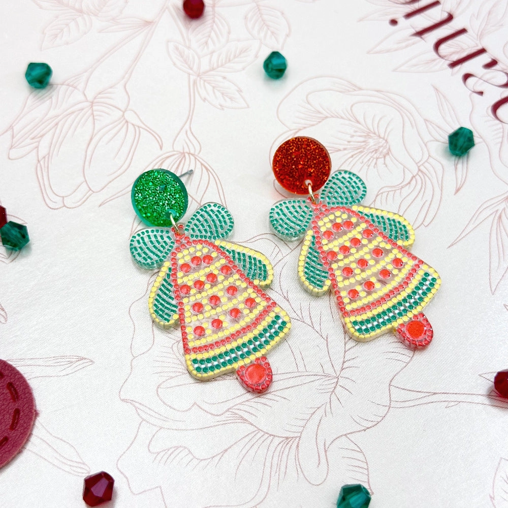 Wallesar  Creative Cartoon Santa Claus Christmas Tree Earrings
