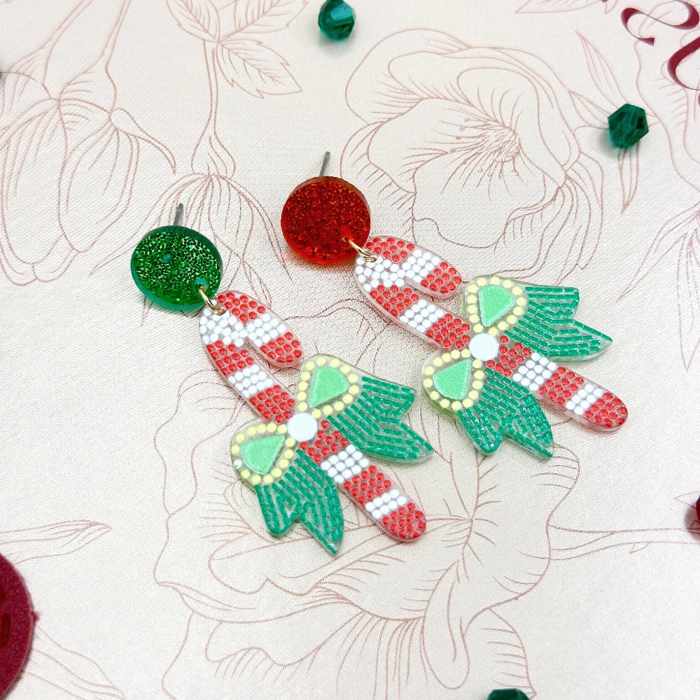Wallesar  Creative Cartoon Santa Claus Christmas Tree Earrings