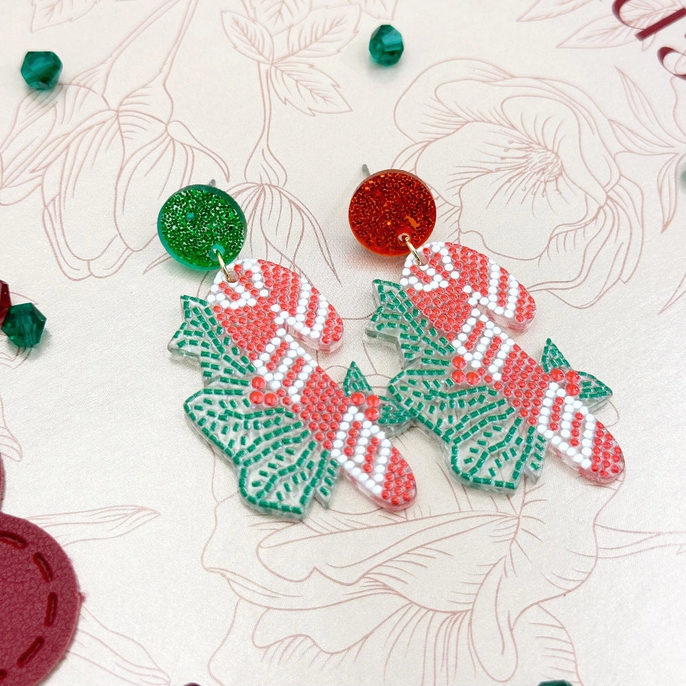 Wallesar  Creative Cartoon Santa Claus Christmas Tree Earrings