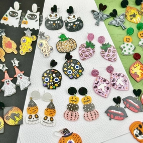 Wallesar Halloween Skull Ghost Eye Pumpkin Earrings