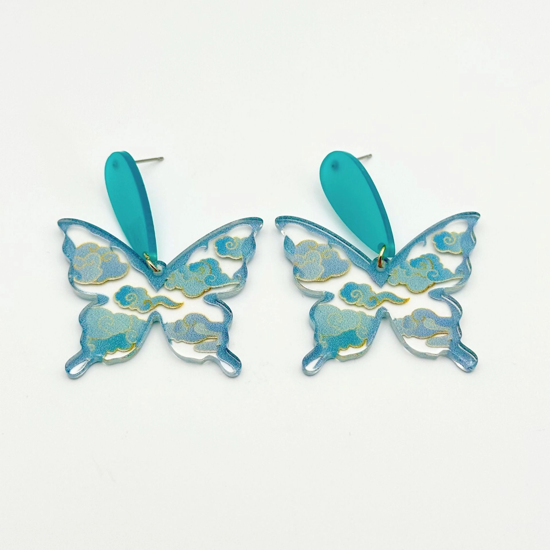 Wallesar Ink Butterfly Calligraphy Antique Earrings