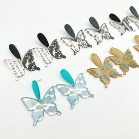 Wallesar Ink Butterfly Calligraphy Antique Earrings