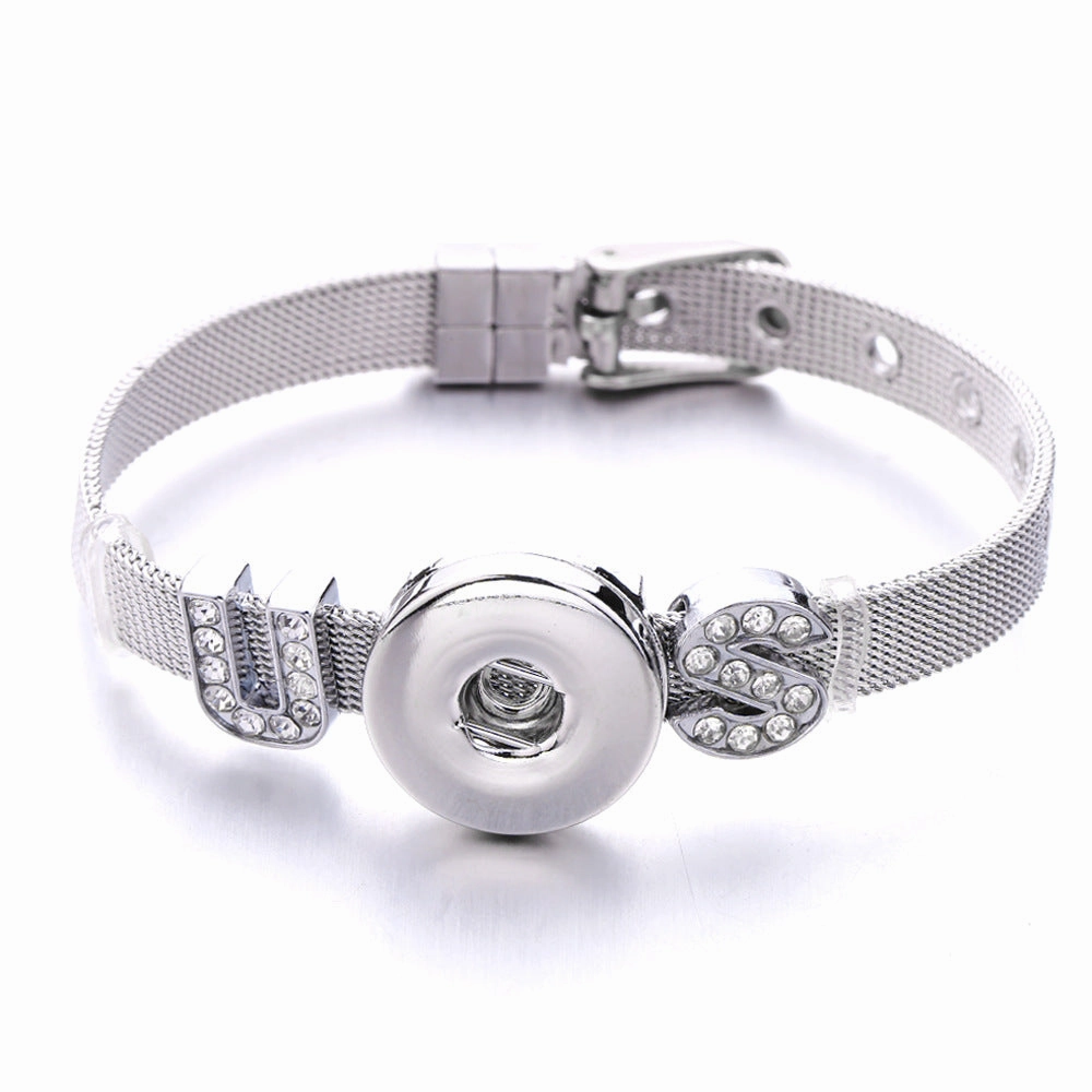 Wholesale18mm Diy Snap Stainless Steel Bracelet