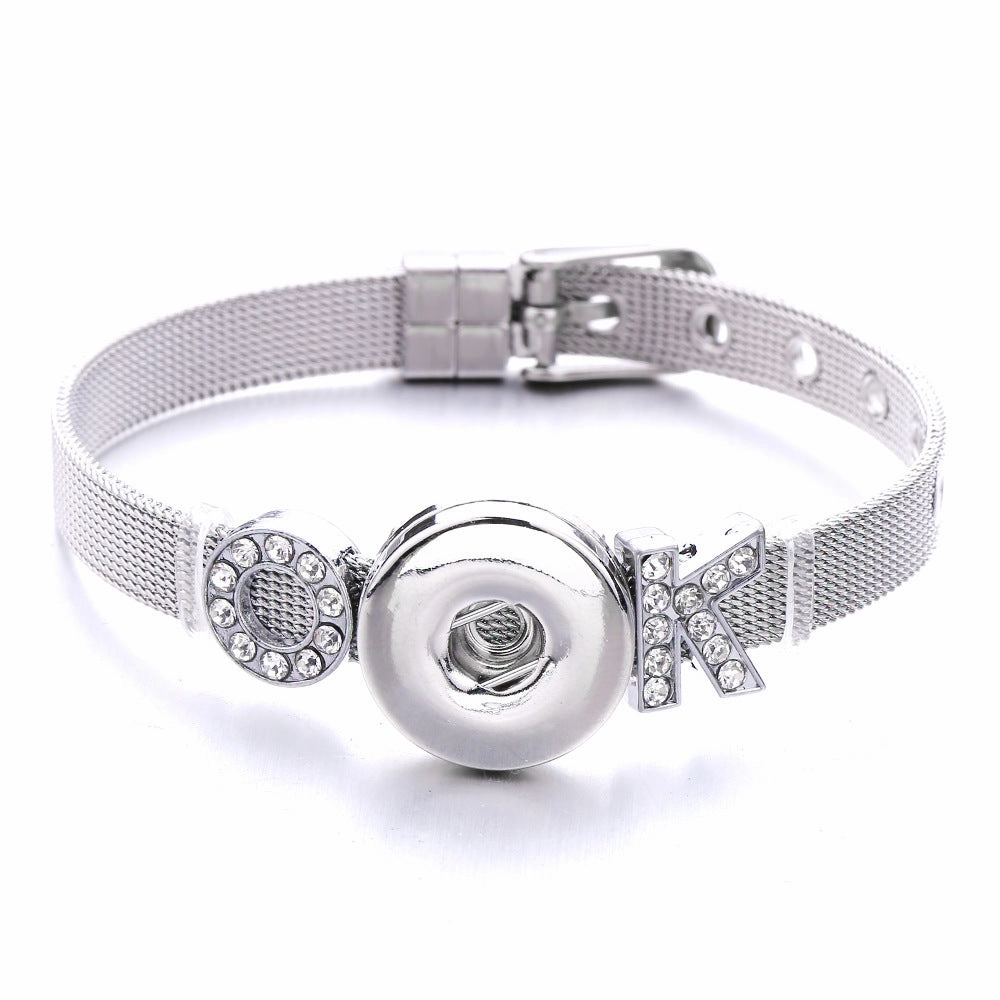 Wholesale18mm Diy Snap Stainless Steel Bracelet