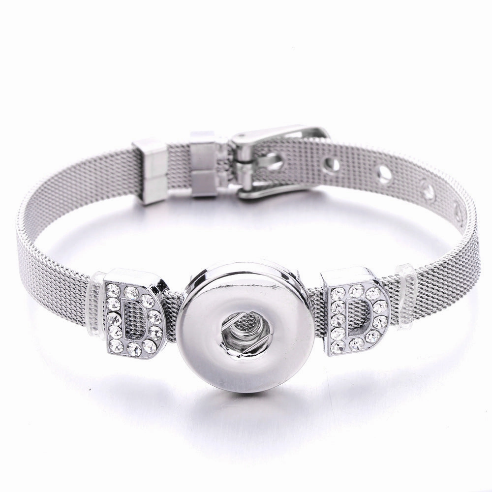 Wholesale18mm Diy Snap Stainless Steel Bracelet