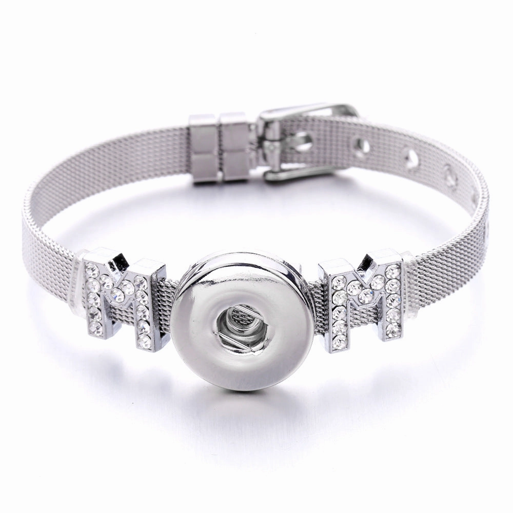 Wholesale18mm Diy Snap Stainless Steel Bracelet