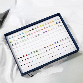 Wholesale 100 Pairs/Box Rhinestone Ear Studs Set