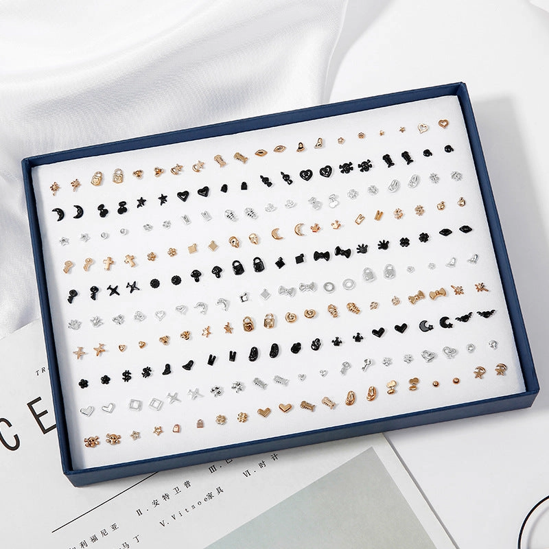 Wholesale 100 Pairs/Box Rhinestone Ear Studs Set