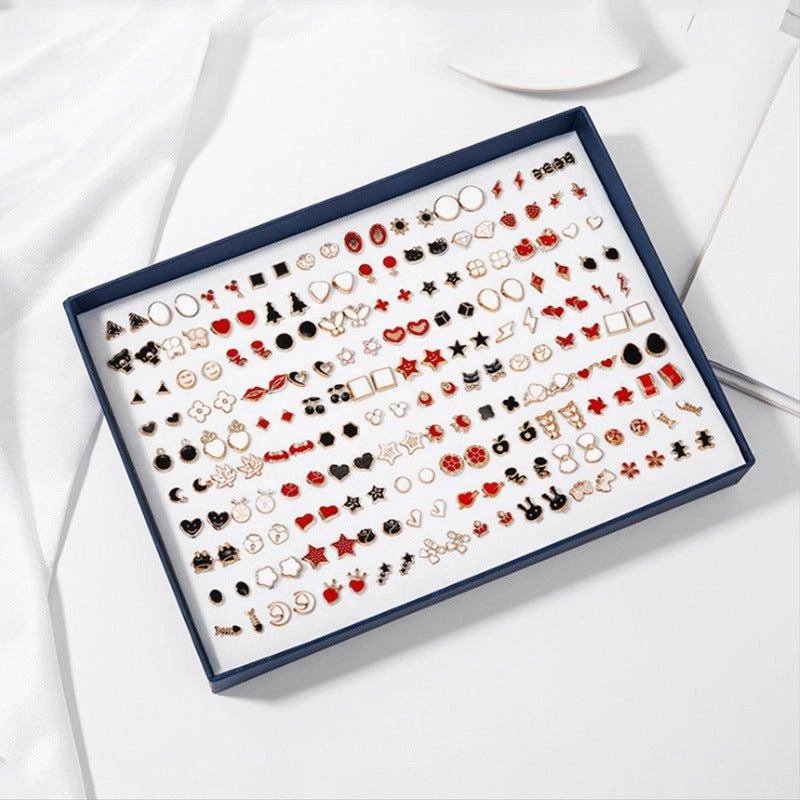 Wholesale 100 Pairs/Box Rhinestone Ear Studs Set