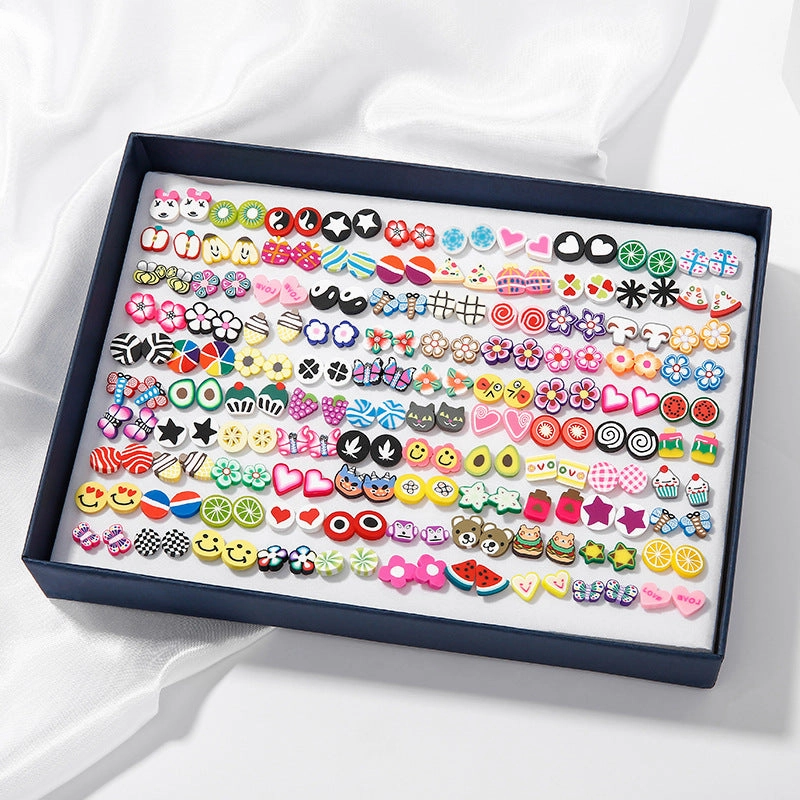 Wholesale 100 Pairs/Box Rhinestone Ear Studs Set