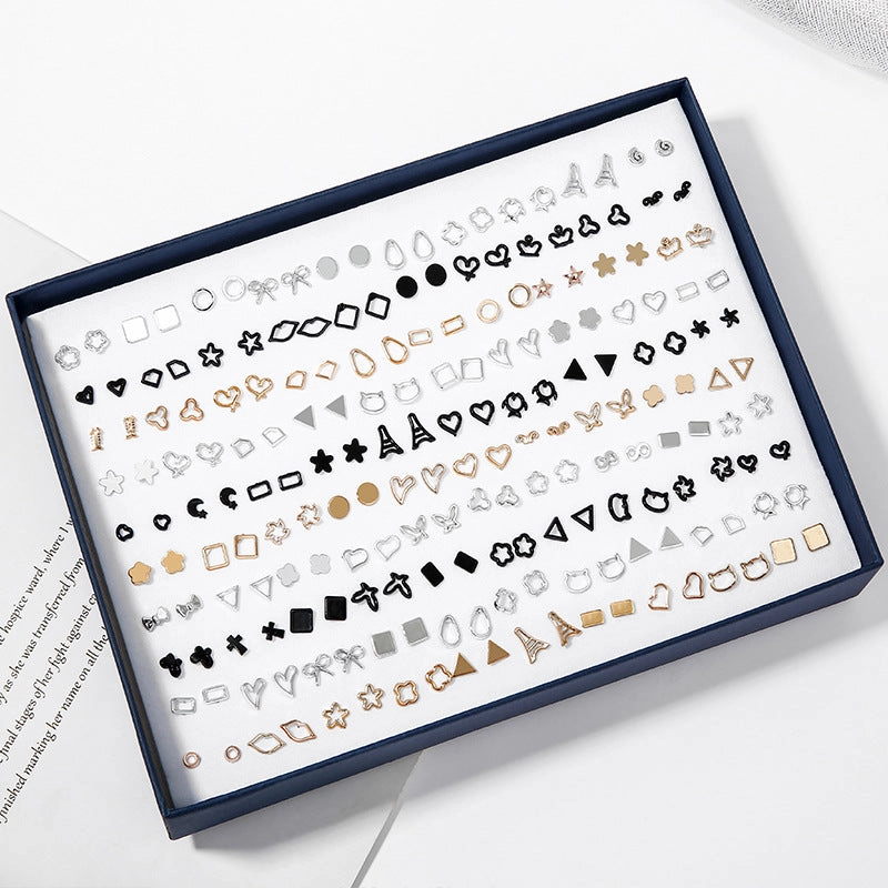 Wholesale 100 Pairs/Box Rhinestone Ear Studs Set