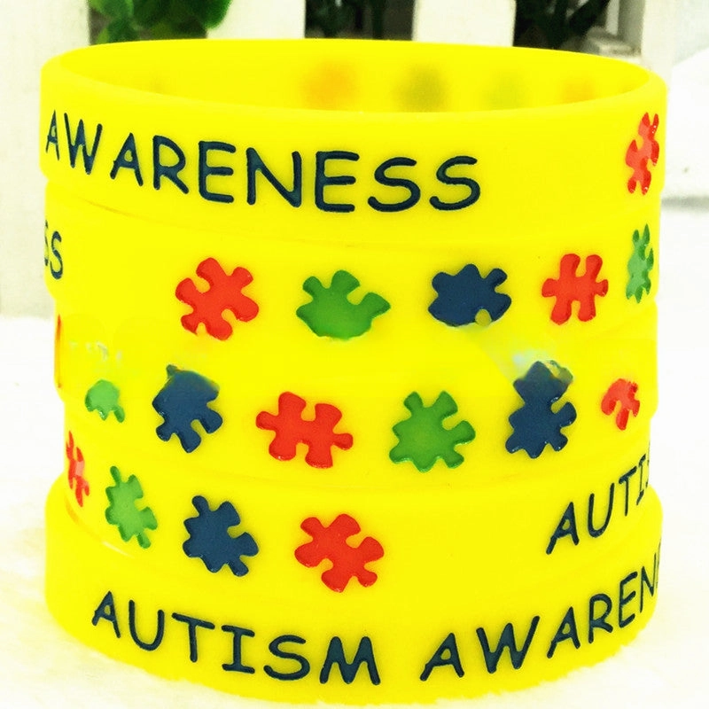 Wholesale 100PCS Autism Coloring Puzzle Inspirational Silicone Bracelet