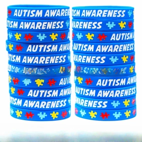 Wholesale 100PCS Autism Coloring Puzzle Inspirational Silicone Bracelet