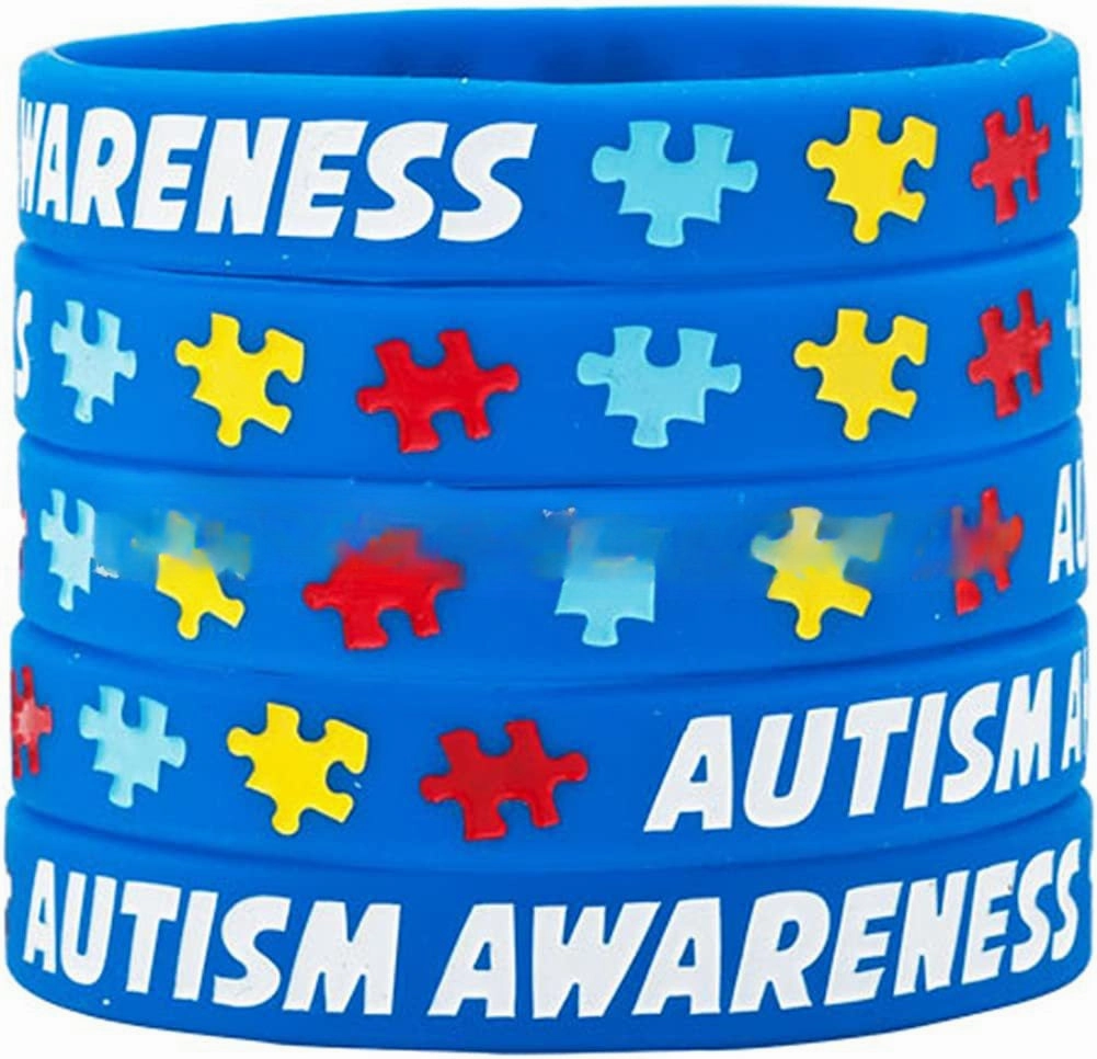 Wholesale 100PCS Autism Coloring Puzzle Inspirational Silicone Bracelet