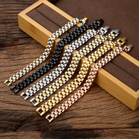 Wholesale 10mm Wide Electroplating Multi -color Stainless Steel Band Bracelet