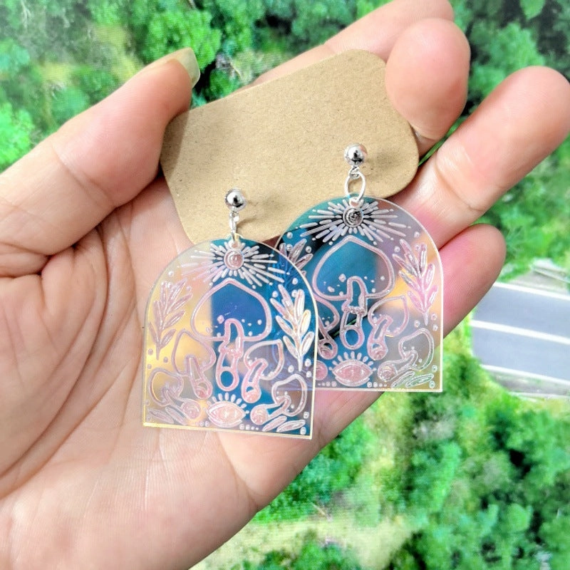 Wholesale 10pcs  Acrylic Colorful Gradient Christmas Crystal Ball Small Mushroom Earrings