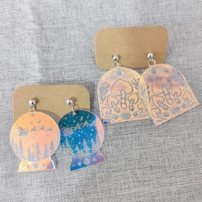 Wholesale 10pcs  Acrylic Colorful Gradient Christmas Crystal Ball Small Mushroom Earrings