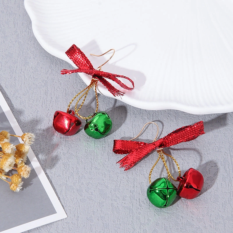 Wholesale 10PCS Christmas Tree Bell Bow Alloy Earrings