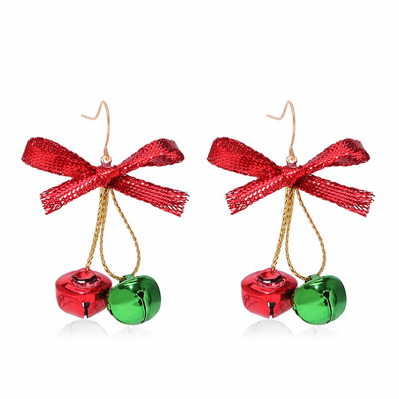Wholesale 10PCS Christmas Tree Bell Bow Alloy Earrings