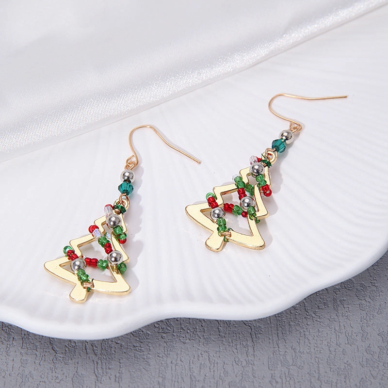 Wholesale 10PCS Christmas Tree Bell Bow Alloy Earrings