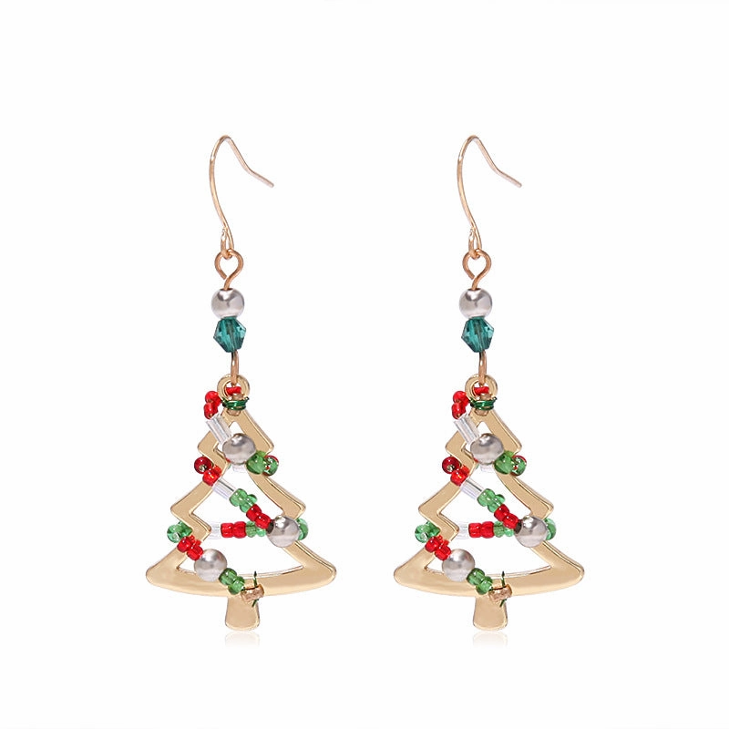 Wholesale 10PCS Christmas Tree Bell Bow Alloy Earrings