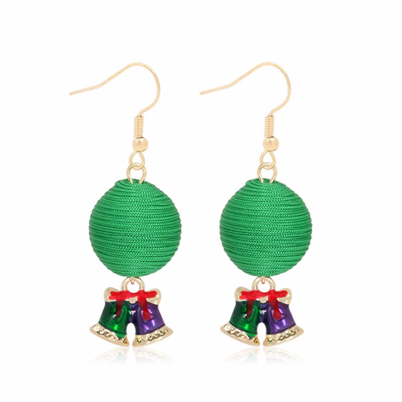 Wholesale 10pcs Christmas Tree Tassel Flower Ring Bell Alloy Earrings