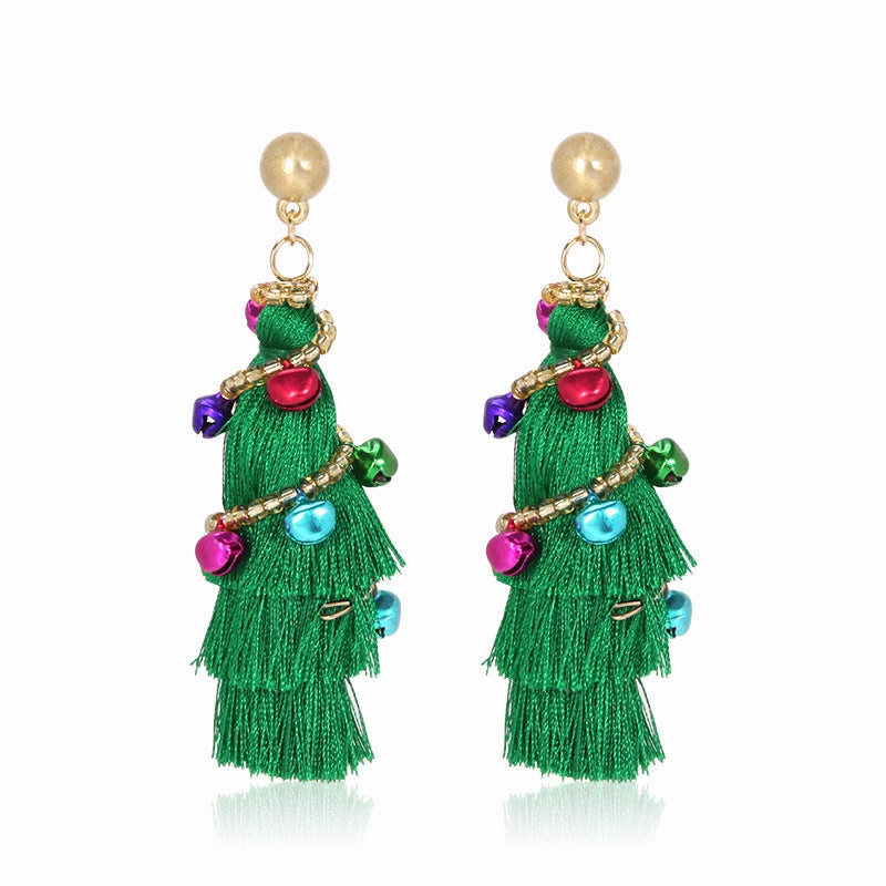 Wholesale 10pcs Christmas Tree Tassel Flower Ring Bell Alloy Earrings
