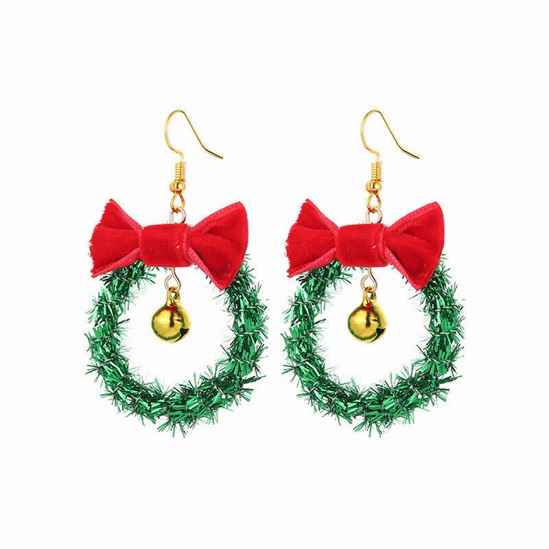 Wholesale 10pcs Christmas Tree Tassel Flower Ring Bell Alloy Earrings