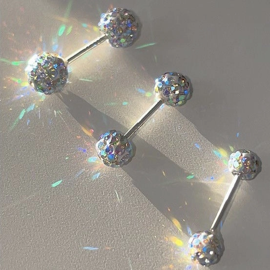 Wholesale 10pcs Colored Water Diamond Ball Hypoallergenic Screw Screw Steel Needle Earrings