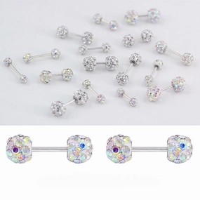 Wholesale 10pcs Colored Water Diamond Ball Hypoallergenic Screw Screw Steel Needle Earrings