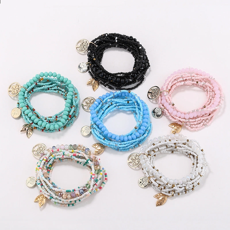 Wholesale 10PCS Handmade Multilayer Rice Beads Bracelet