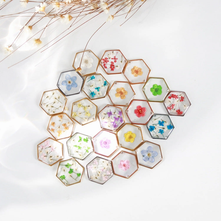 Wholesale 10PCS Hexagonal Dried Flower Stainless Steel Bracelet