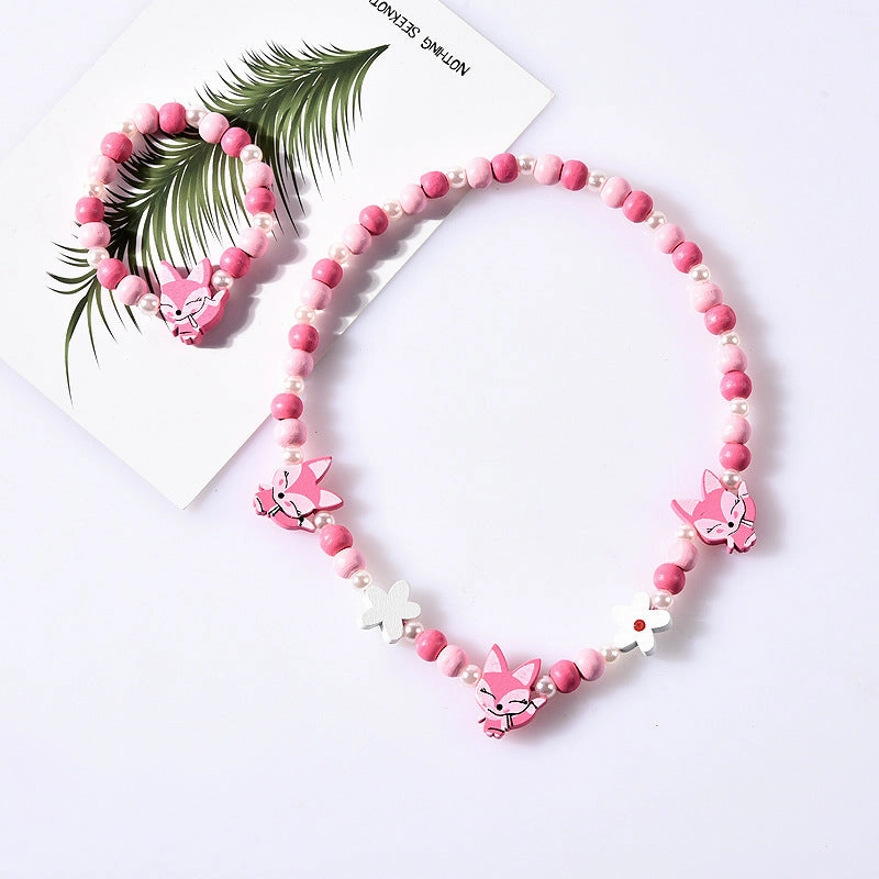 Wholesale 10PCS Kids Mixed Color Beaded Bracelet Necklace Set