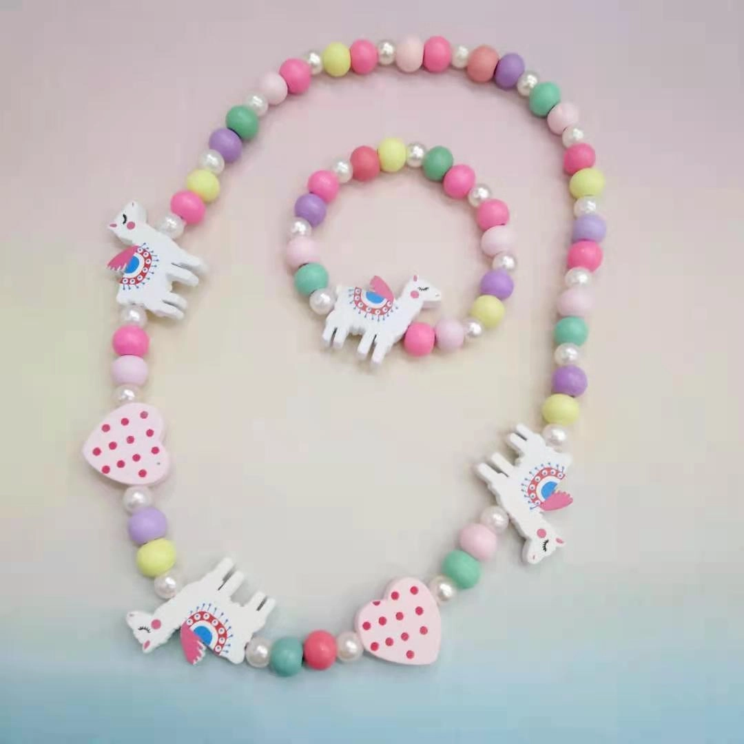 Wholesale 10PCS Kids Wooden Beaded Bracelet Necklace Set