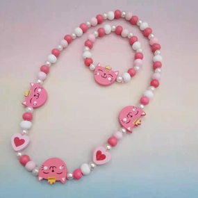 Wholesale 10PCS Kids Wooden Beaded Bracelet Necklace Set