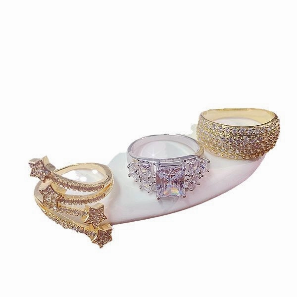 Wholesale 10pcs Light Luxury Temperament Micro-set Zircon Ring
