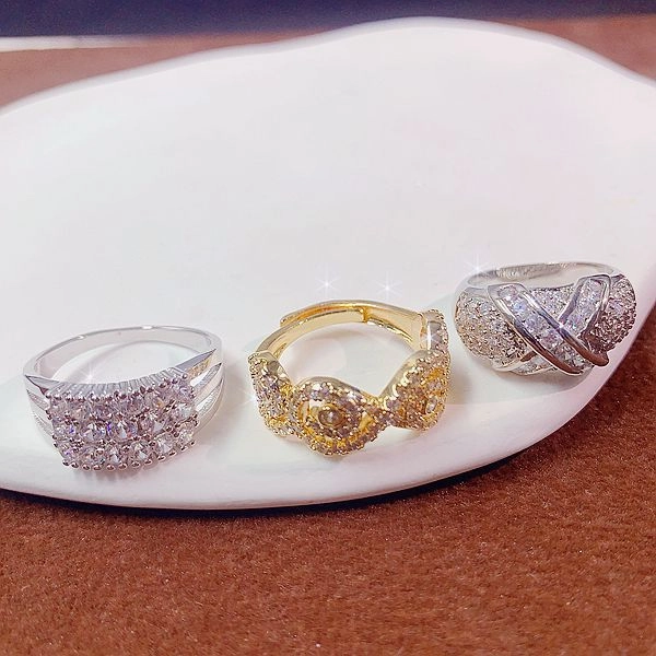 Wholesale 10pcs Light Luxury Temperament Micro-set Zircon Ring