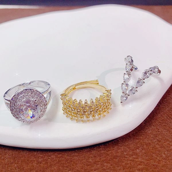 Wholesale 10pcs Light Luxury Temperament Micro-set Zircon Ring
