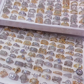 Wholesale 10pcs Light Luxury Temperament Micro-set Zircon Ring