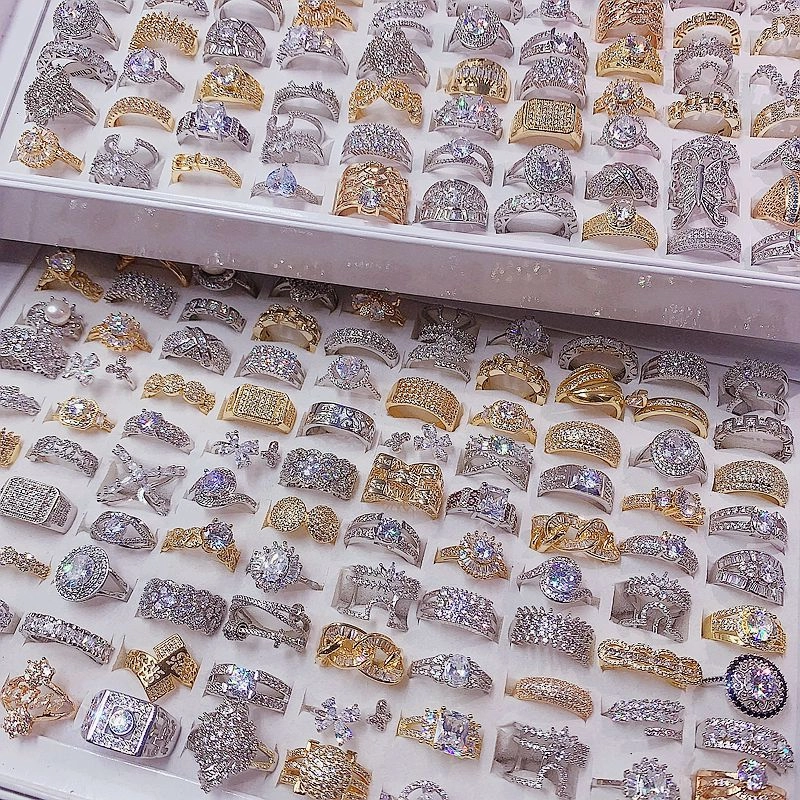 Wholesale 10pcs Light Luxury Temperament Micro-set Zircon Ring