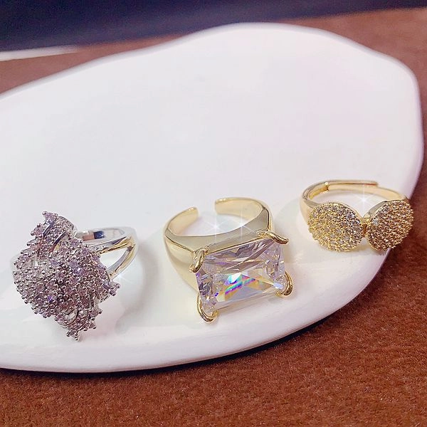 Wholesale 10pcs Light Luxury Temperament Micro-set Zircon Ring