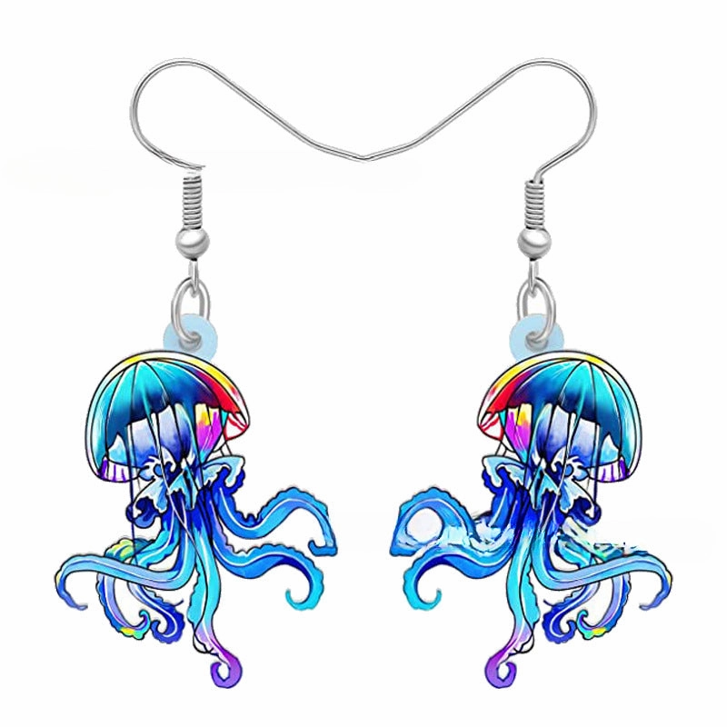 Wholesale 10PCS/PAIRS Cartoon Jellyfish Acrylic Earrings