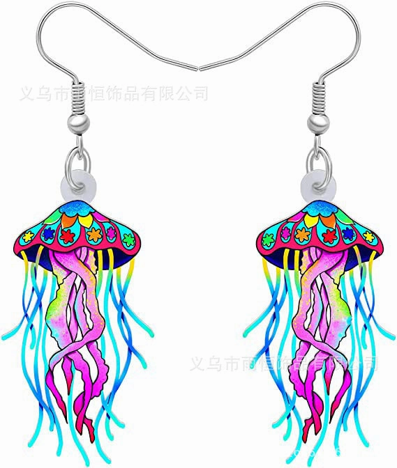 Wholesale 10PCS/PAIRS Cartoon Jellyfish Acrylic Earrings