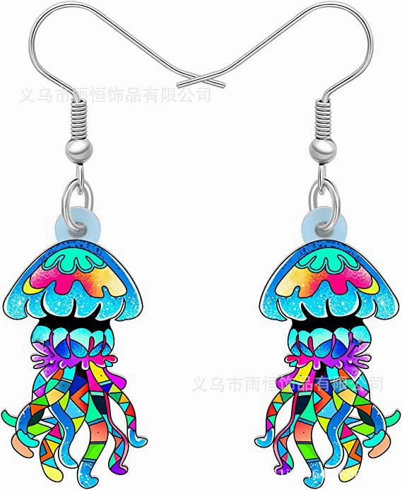 Wholesale 10PCS/PAIRS Cartoon Jellyfish Acrylic Earrings