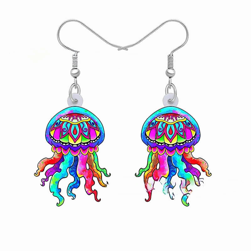 Wholesale 10PCS/PAIRS Cartoon Jellyfish Acrylic Earrings