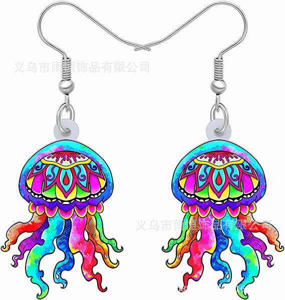 Wholesale 10PCS/PAIRS Cartoon Jellyfish Acrylic Earrings